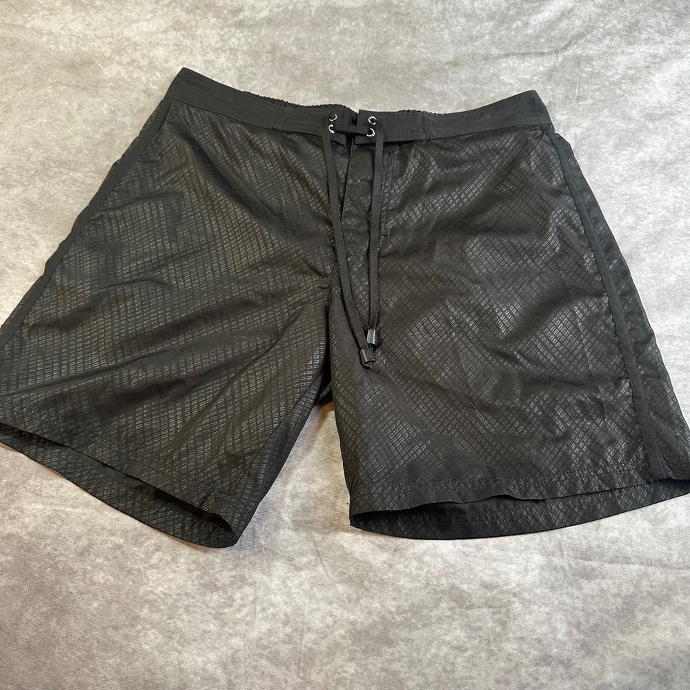 Coast to‎ Coast Mens Swim Trunks Size L Black Textured Board Shorts Mesh Lined